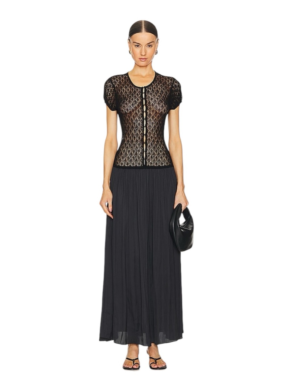 NWT REVOLVE Bec & Bridge Black Lace Satin Maxi Dress S